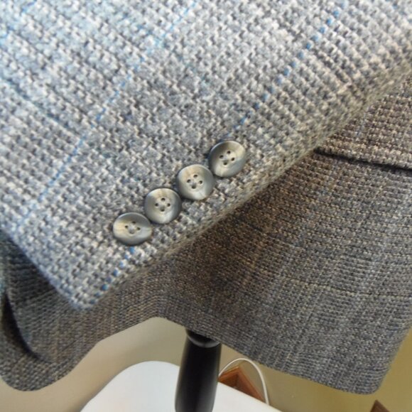 Vintage Hart Schaffner & Marx 100% Wool Blue Tone Tweed Sports Jacket Coat - Picture 7 of 12
